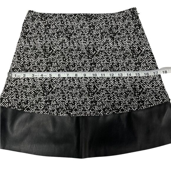 MICHAEL Michael Kors Skirt A-Line Black White Faux Leather Hem Side Zipper XS - Picture 6 of 11